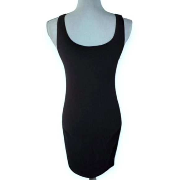 I JOAH BLACK BODYCON TANK DRESS W/RED & WHITE STRIPE ON SIDES SZ.M EUC. - Picture 3 of 4